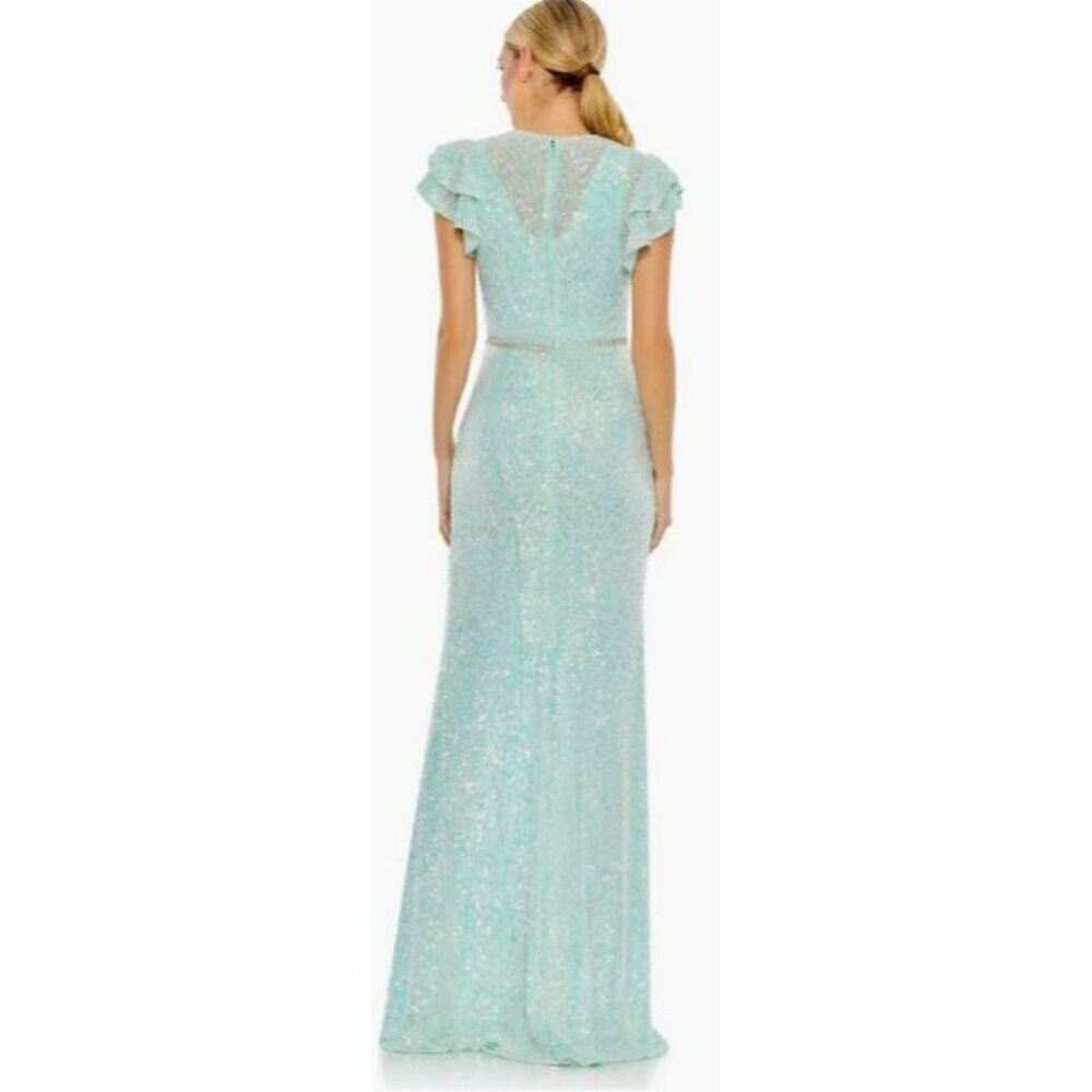 Mac Duggal 26942 Size 4 Sequin Rhinestone Blue Maxi Formal Dress NWT - Picture 3 of 8